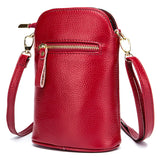 Soft Cow Leather Women's Messenger Bag Zipper Crossbody Phone Holder