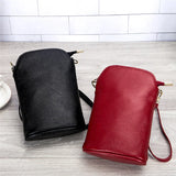 Soft Cow Leather Women's Messenger Bag Zipper Crossbody Phone Holder