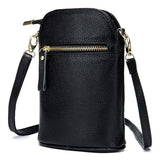 Soft Cow Leather Women's Messenger Bag Zipper Crossbody Phone Holder