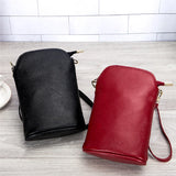 Soft Cow Leather Women Messenger Bag Zipper Crossbody Phone Holder