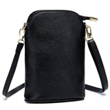 Soft Cow Leather Women's Messenger Bag Zipper Crossbody Phone Holder