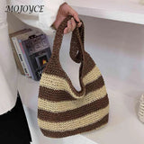 Women Straw Weave Messenger Bag Casual Travel Tote Large Capacity