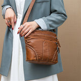 Retro Leather Messenger Bag for Women Small Crossbody Shoulder Purse