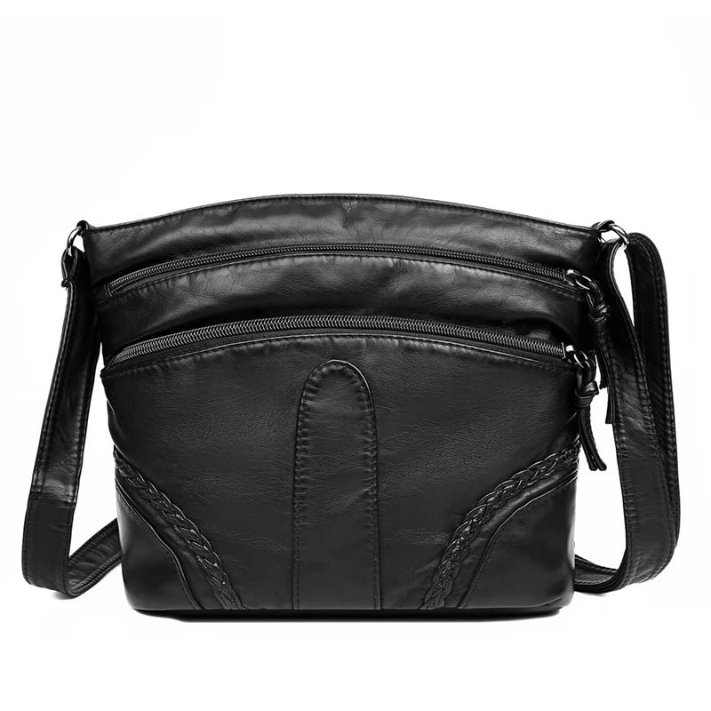Retro Leather Messenger Bag for Women Small Crossbody Shoulder Purse