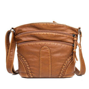 Retro Leather Messenger Bag for Women Small Crossbody Shoulder Purse