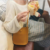Women Messenger Bag Mini Soft PU Leather Bucket Shoulder Bag