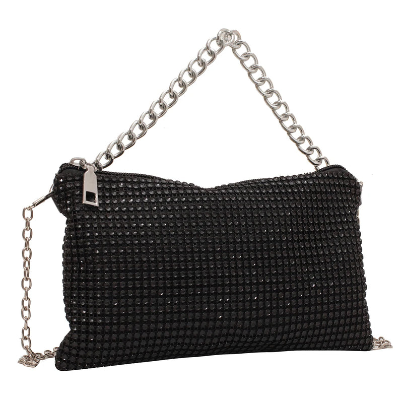 Rhinestone Crossbody Bag Envelope Chain Purse Party Clutch