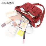 Women Messenger Bag Soft Leather Tote Multi-pocket Adjustable Strap