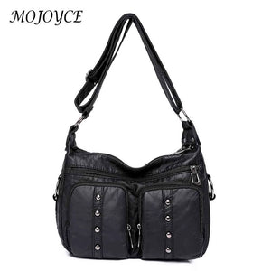 Women Messenger Bag Soft Leather Tote Multi-pocket Adjustable Strap