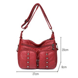 Women Messenger Bag Soft PU Leather Underarm Bag Multi-pocket