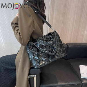 Quilted Nylon Messenger Bag Casual Zipper Tote