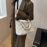 Nylon Cotton-padded Messenger Bag Zipper Satchel