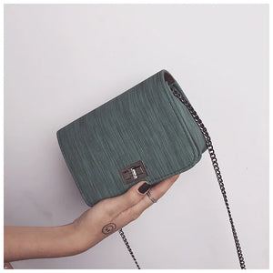 Square Cloth Pattern Mini Bag Turn Lock Female Handbag