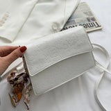 Small Square Leather Print Crossbody Messenger Bag