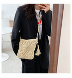 Women Messenger Bags Hollow Out Woven Single Shoulder Bag