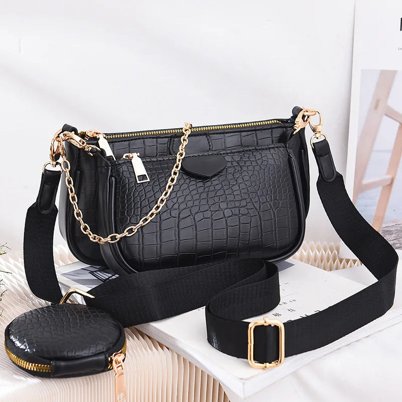 Women Messenger Bags Leather Three-piece Shoulder Bag