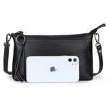 Leather Crossbody Bag Tassels Small Shoulder Bag for Women
