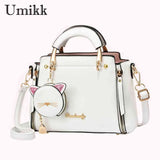 Women Messenger Bags PU Leather Shoulder Handbags with Purse Cat