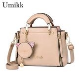 Women Messenger Bags PU Leather Shoulder Handbags with Purse Cat