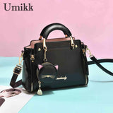 Women Messenger Bags PU Leather Shoulder Handbags with Purse Cat