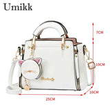 Women Messenger Bags PU Leather Shoulder Handbags with Purse Cat