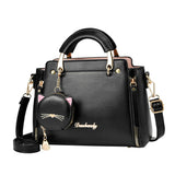 Women Messenger Bags PU Leather Shoulder Handbags with Purse Cat