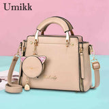Women Messenger Bags PU Leather Shoulder Handbags with Purse Cat