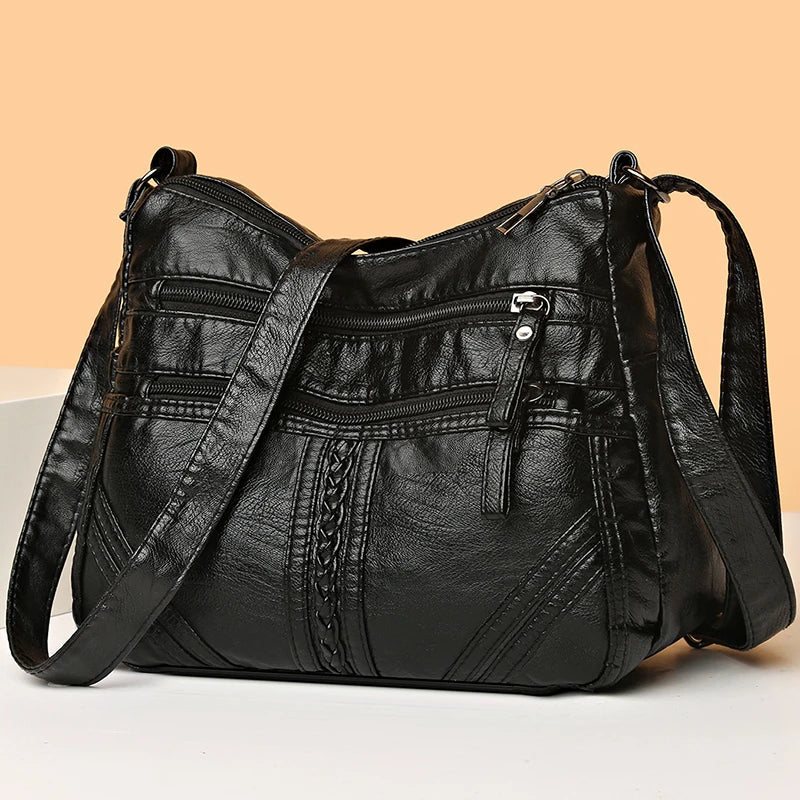 Soft Leather Shoulder Bag Vintage Ladies Crossbody Bags Handbags