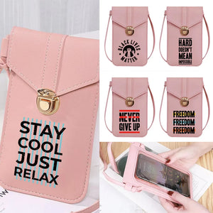 Touch Screen Phone Bag Leather Wallet Card Holder Coin Purse Shoulder Pack