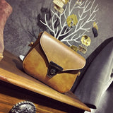 Retro Oil Leather Women Shoulder Bag Triangle Lock Handbag