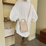 Women Messenger Phone Bag PU Leather Handbag with Short Handle