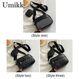 Women Messenger Pouch 2 in 1 Rhombus Pattern Adjustable Strap