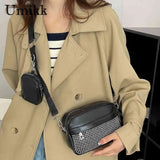 Women Messenger Pouch 2 in 1 Rhombus Pattern Adjustable Strap