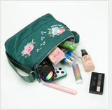 Embroidered Flower Messenger Bag with Small Wallet