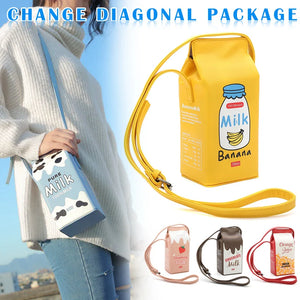 Women Milk Box Cartoon Shoulder Bag Girls Crossbody Bags Phone Bag
