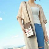 Women Milk Box Cartoon Shoulder Bag Girls Crossbody Bags Phone Bag