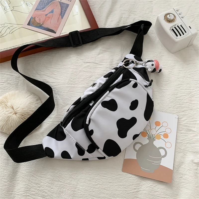 Cow Print Waist Bag Fanny Pack Pouch Sport Belt Hip Chest Crossbody Purse