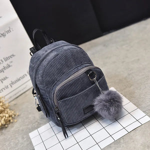 Corduroy Crossbody Backpack Striped Soft Fabric Shoulder Bag for Teen Girl
