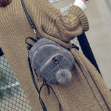 Corduroy Crossbody Backpack Striped Soft Fabric Shoulder Bag for Teen Girl
