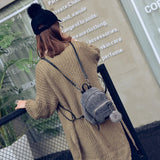Corduroy Crossbody Backpack Striped Soft Fabric Shoulder Bag for Teen Girl