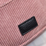 Corduroy Crossbody Backpack Striped Soft Fabric Shoulder Bag for Teen Girl