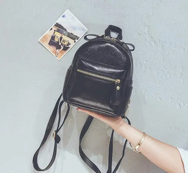 Women Mini Leather Backpack for Teenagers Girl School