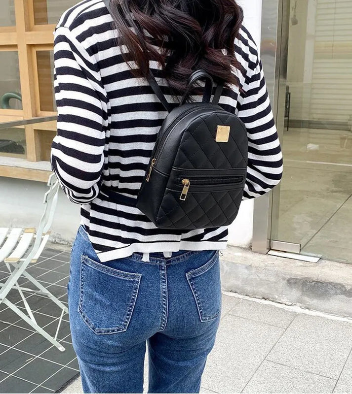 Women Mini Backpack Girls PU Shoulder Bag