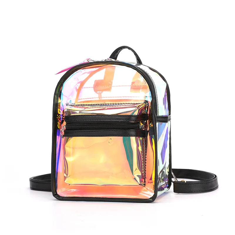 Women Mini Backpack PVC Transparent Jelly School Bags for Teenage Girls