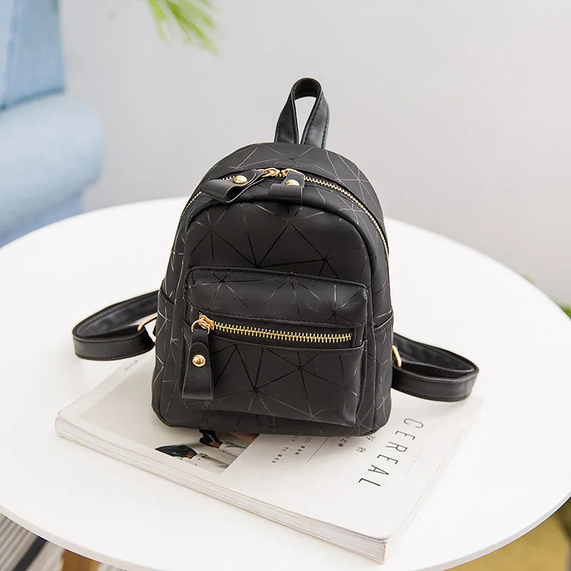 Women Mini Backpack Lot Girls Geometry Bag PU Leather Backpack