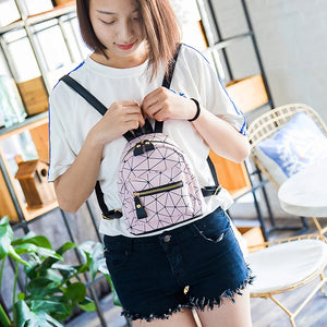 Women Mini Backpack Lot Girls Geometry Bag PU Leather Backpack