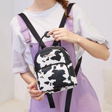 Cow Pattern Mini Backpack Casual Student Bookbag