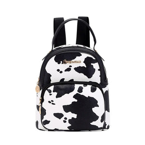 Cow Pattern Mini Backpack Casual Student Bookbag