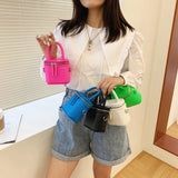 Women Mini Leather Crossbody Tote With Short Handle Shoulder Bag