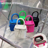 Women Mini Leather Crossbody Tote With Short Handle Shoulder Bag